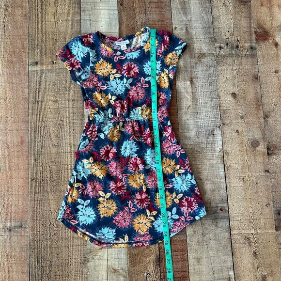 LuLaRoe Girls Floral Dress Size 6 Blue/Multicolor Polyester/Spandex - Picture 3 of 6